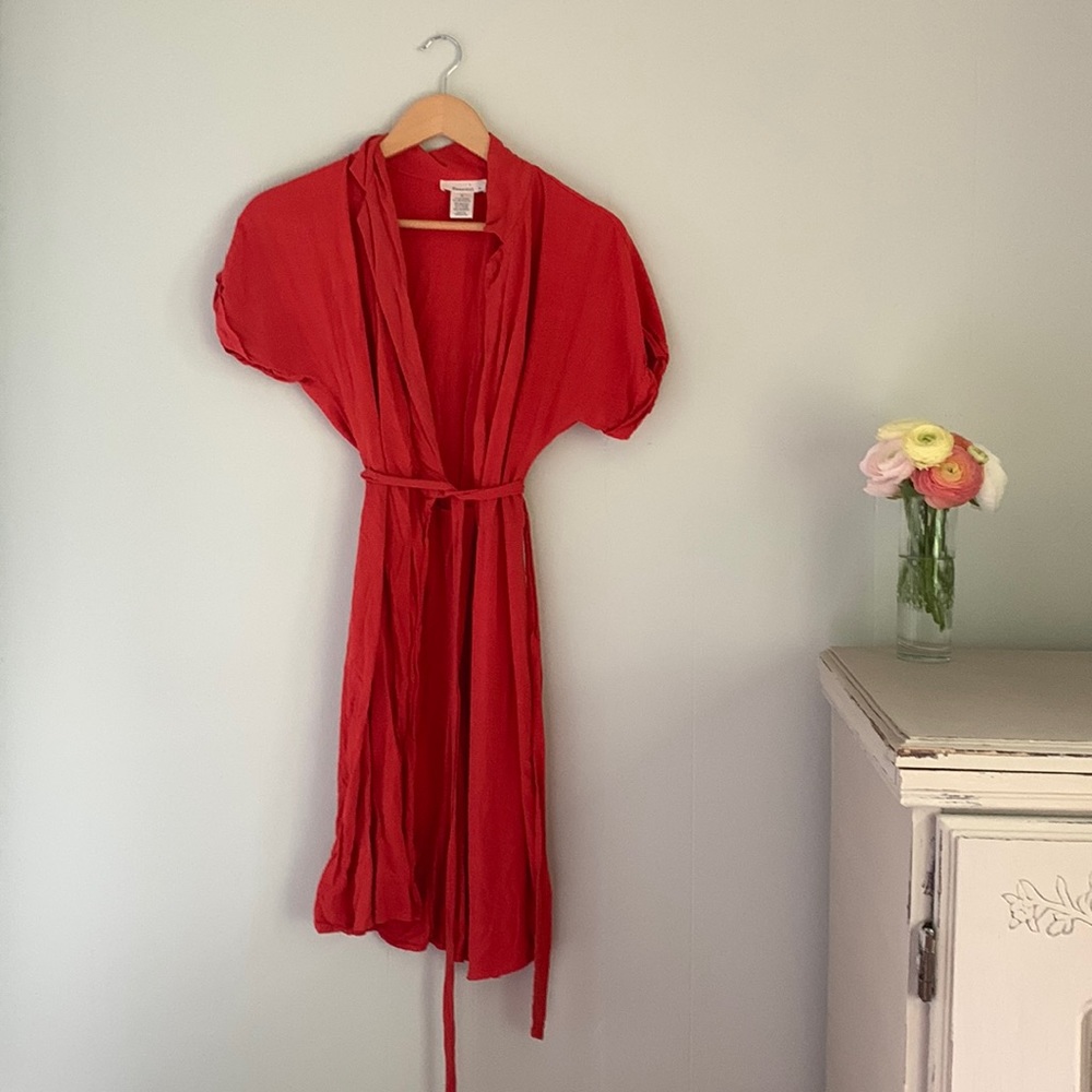 Red wrap dress